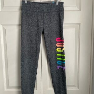 Justice Charcoal Leggings with Rainbow Logo